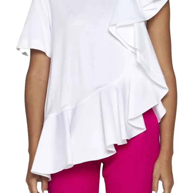 Alexander McQueen Asymmetric Ruffled Crewneck Top-4