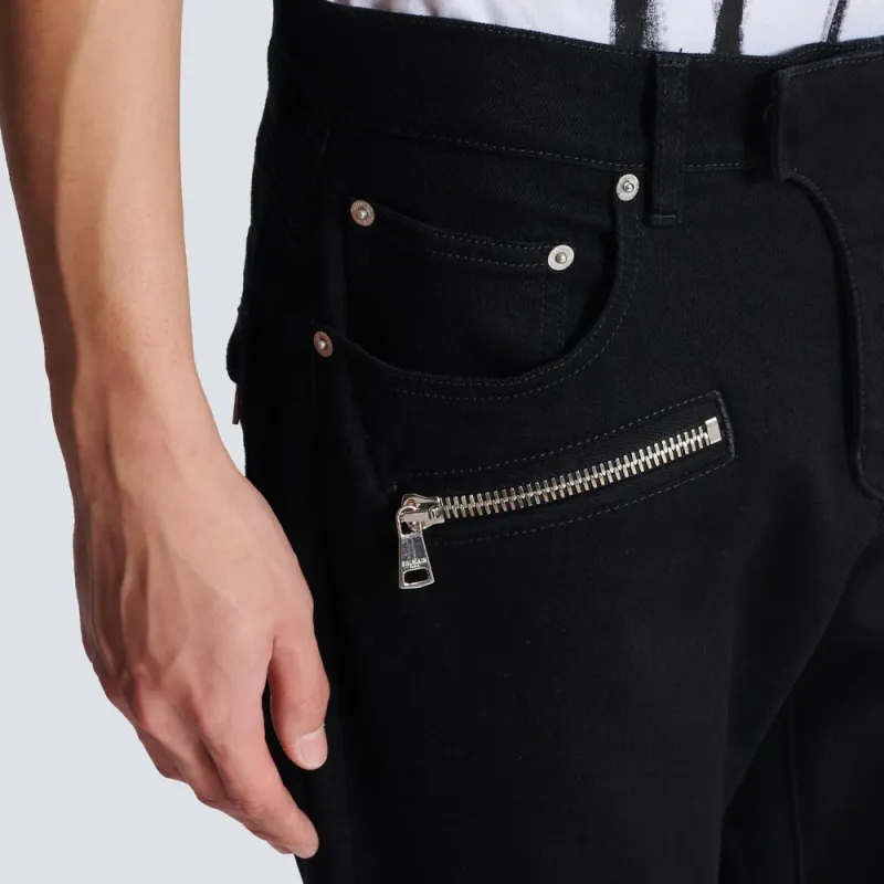 BALMAIN Zip Detailed Slim Fit Jeans-5