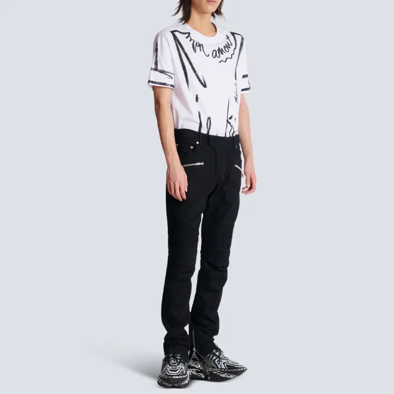 BALMAIN Zip Detailed Slim Fit Jeans-4