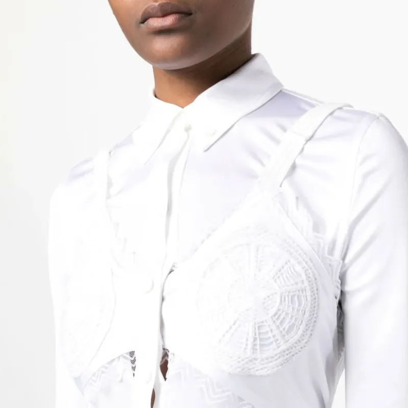 Burberry Long-Sleeved Dresses Women's White-4