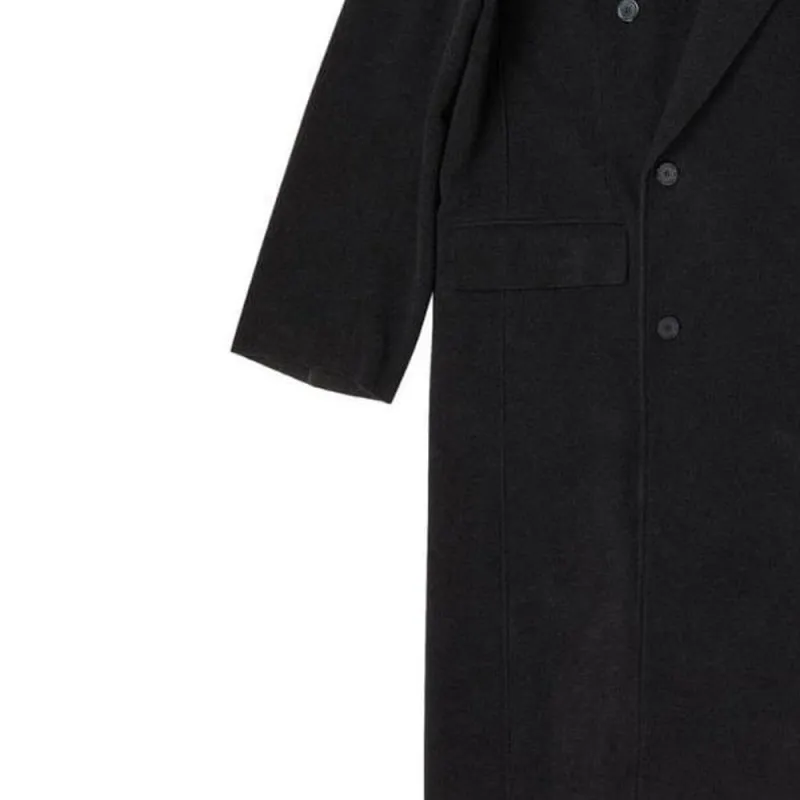 Balenciaga FW22 Velvet-feel Coat Loose Fit Style Women's Black-3