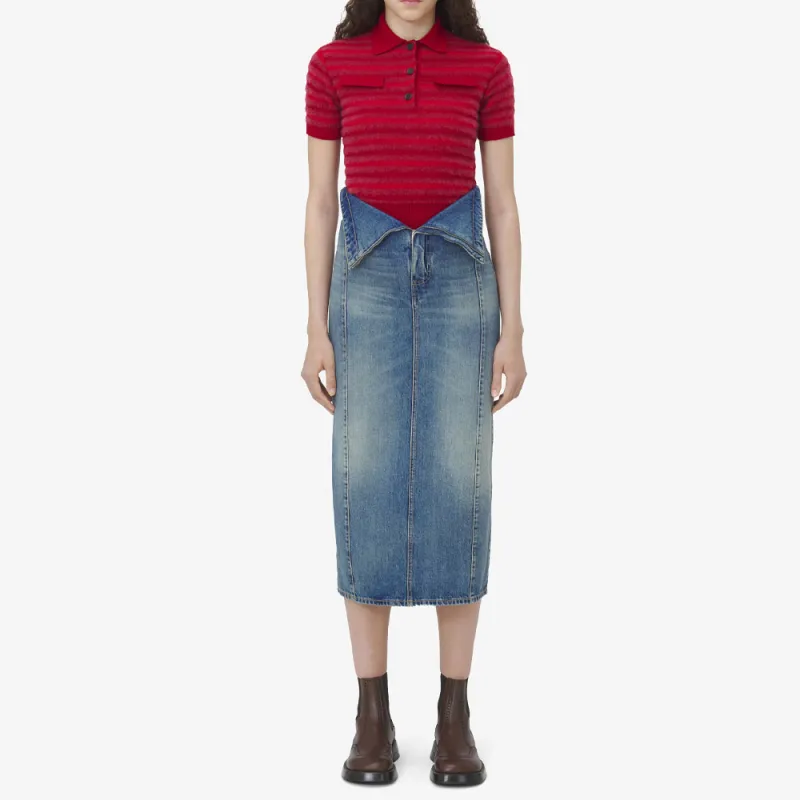 Alexander McQueen Fold Over Waist Denim Skirt-1