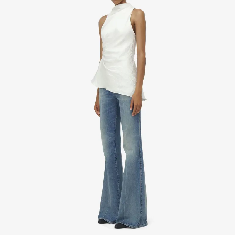 Alexander McQueen Mock Neck Asymmetric Satin Top-5