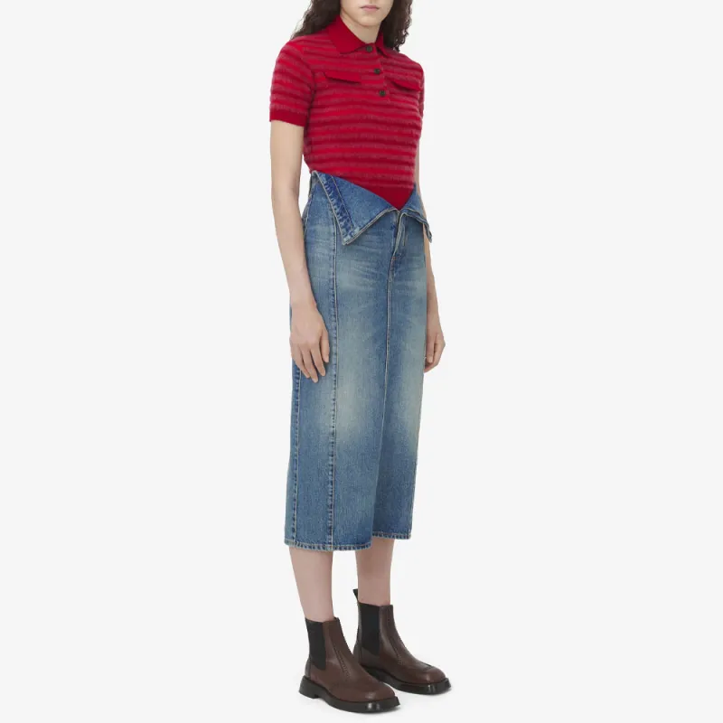 Alexander McQueen Fold Over Waist Denim Skirt-3