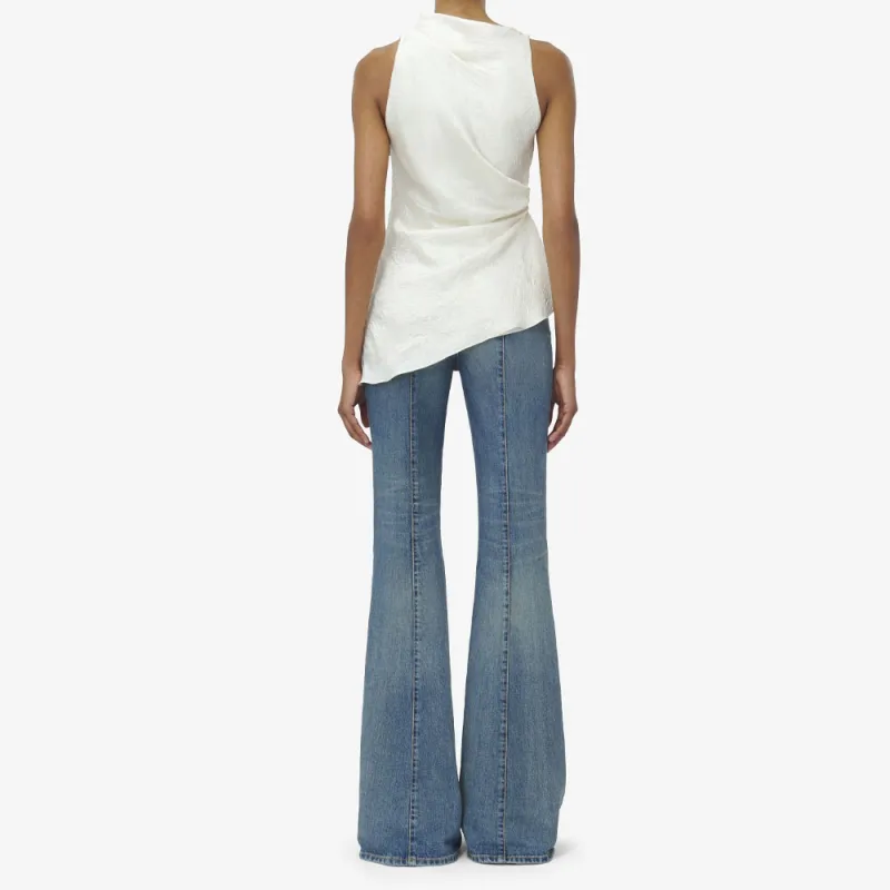 Alexander McQueen Mock Neck Asymmetric Satin Top-3