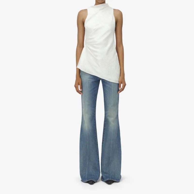 Alexander McQueen Mock Neck Asymmetric Satin Top-1