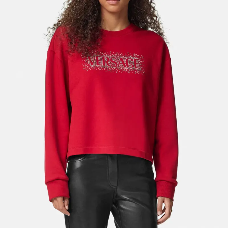 VERSACE Logo Embellished Crewneck Sweatshirt-2