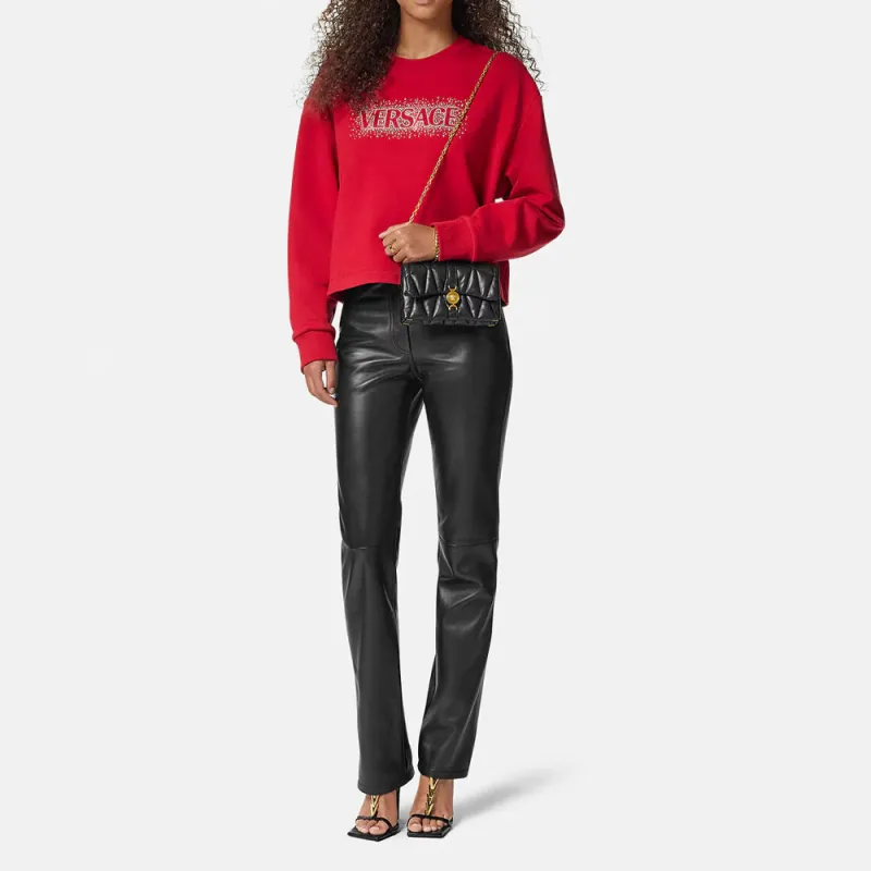 VERSACE Logo Embellished Crewneck Sweatshirt-1