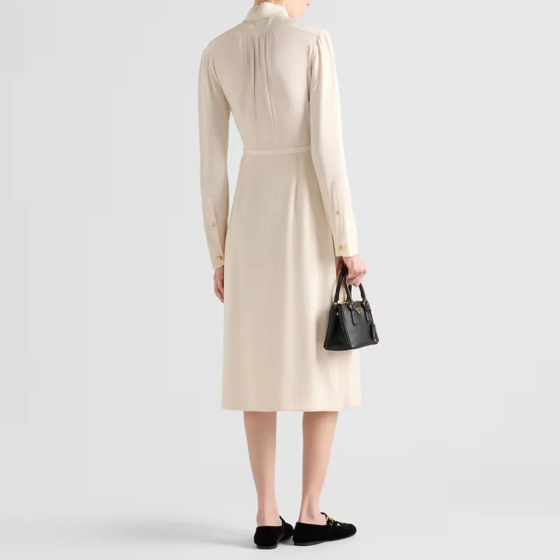 PRADA Pleated Satin Maxi Dress-2