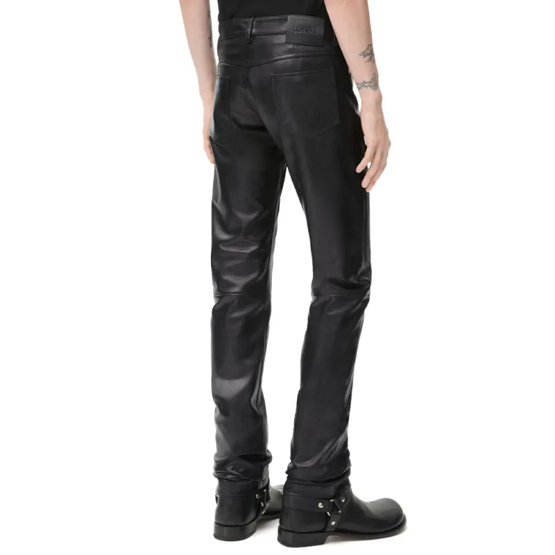 LOEWE FW24 Leather Pants Men's Black-3