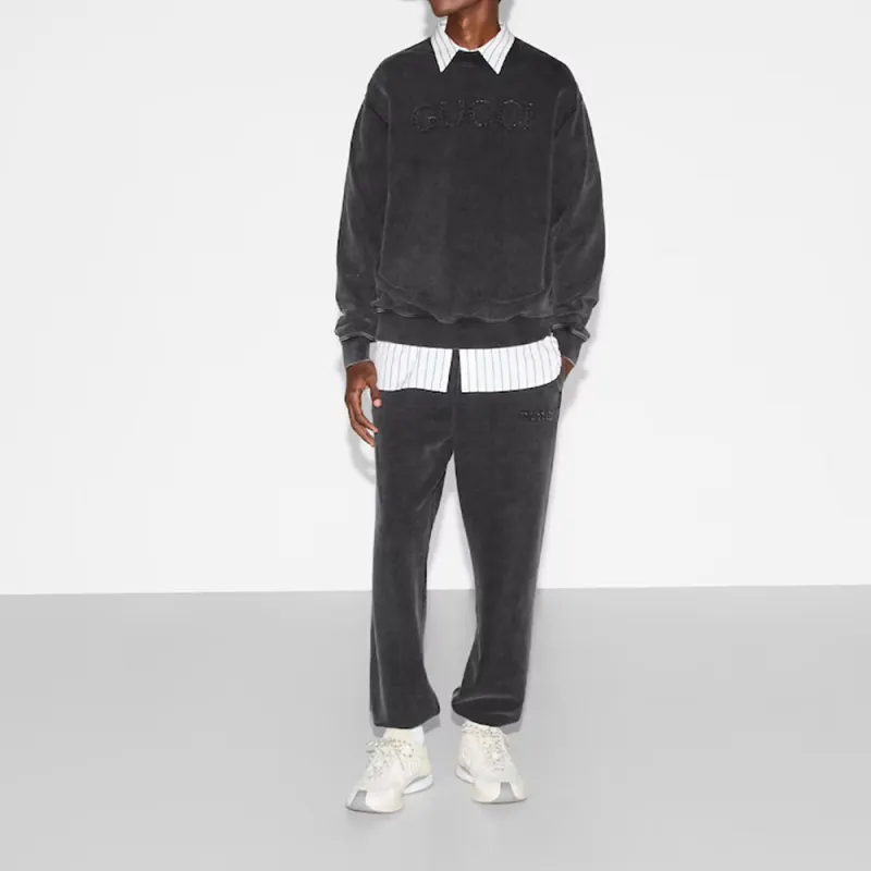 GUCCI FW24 Knitted Sweatpants Men's Dark Gray-2