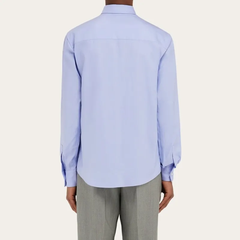 Ferragamo Logo Embroidered Poplin Shirt-3