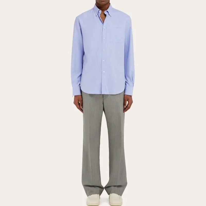 Ferragamo Logo Embroidered Poplin Shirt-1