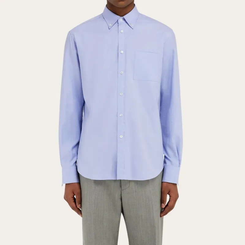 Ferragamo Logo Embroidered Poplin Shirt-2