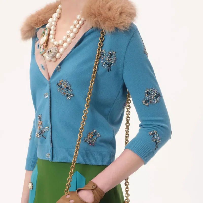 Valentino Embellished Three Quarter Sleeved Cardigan-5