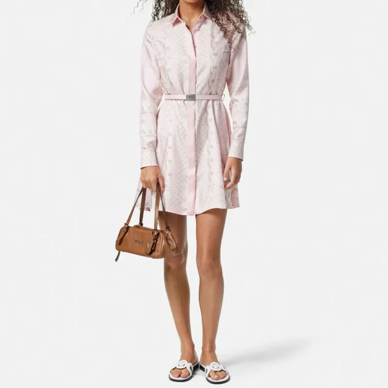 VERSACE Chain Printed Belted Mini Dress-1