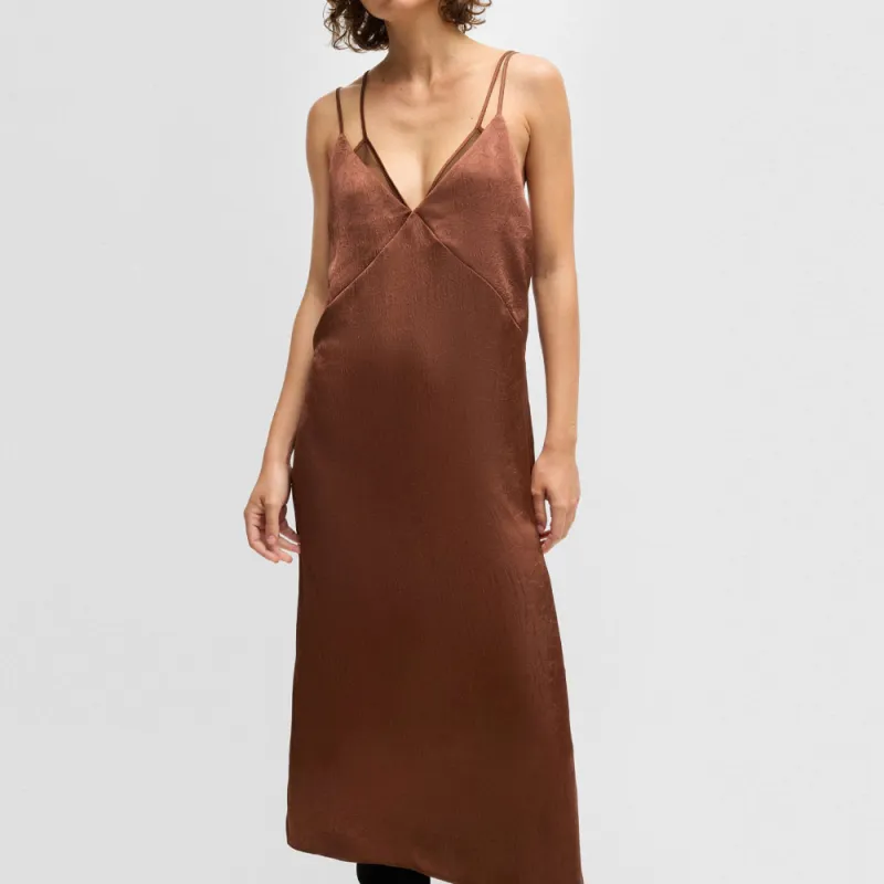 HUGO BOSS Slip Dresses Women's Brown-1