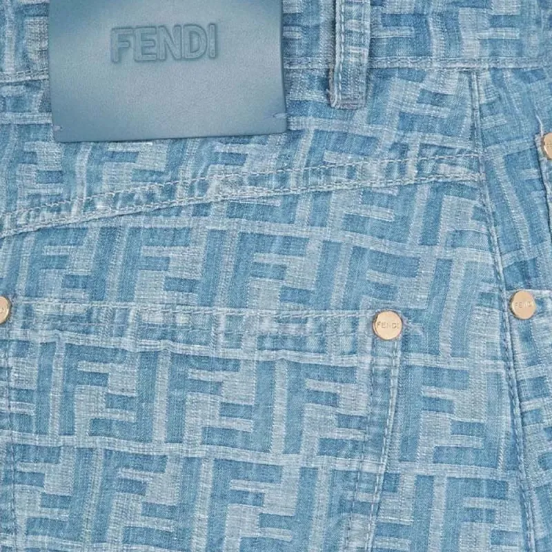 FENDI Ff Jacquard Jeans Mini Skirt-5