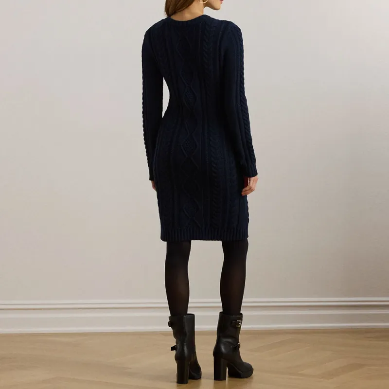 LAUREN RALPH LAUREN Long Sleeved Dress Women's Dark Blue-3