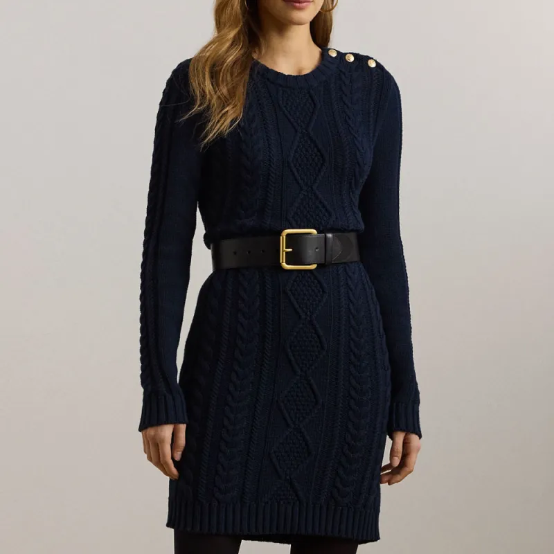 LAUREN RALPH LAUREN Long Sleeved Dress Women's Dark Blue-2