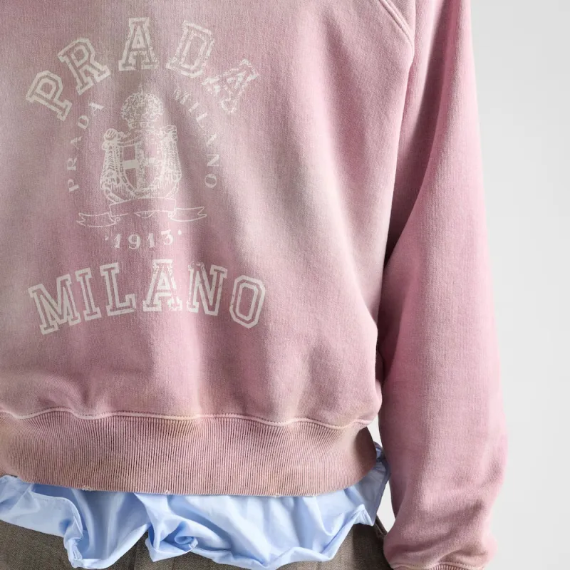 PRADA Logo Printed Crewneck Sweatshirt-4