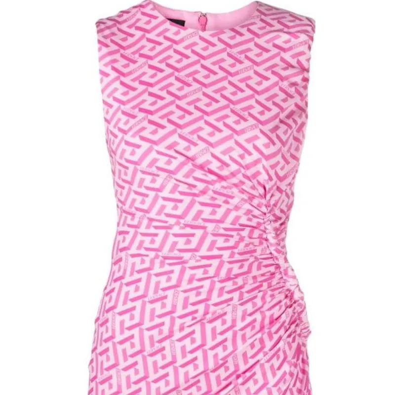 VERSACE La Greca Pattern Sleeveless Mini Dress-5