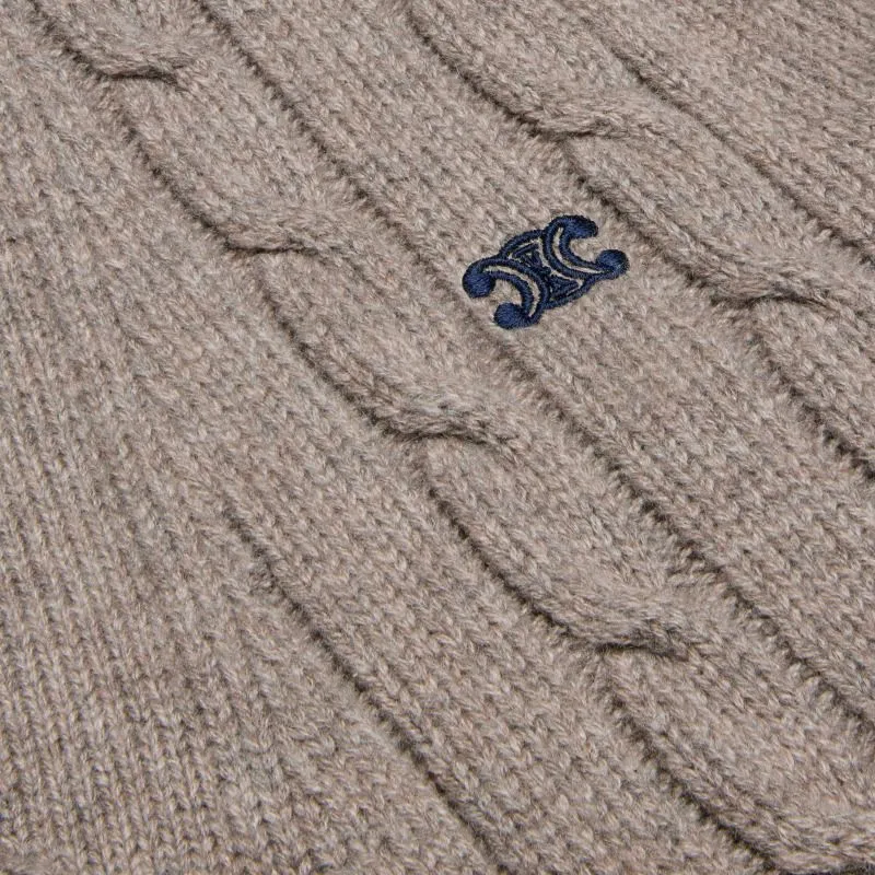 CELINE Cable knit Triomphe Cardigan In Cashmere-3