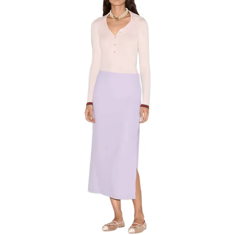 GUCCI SS25 Casual Long Skirt Women's Light Purple-1