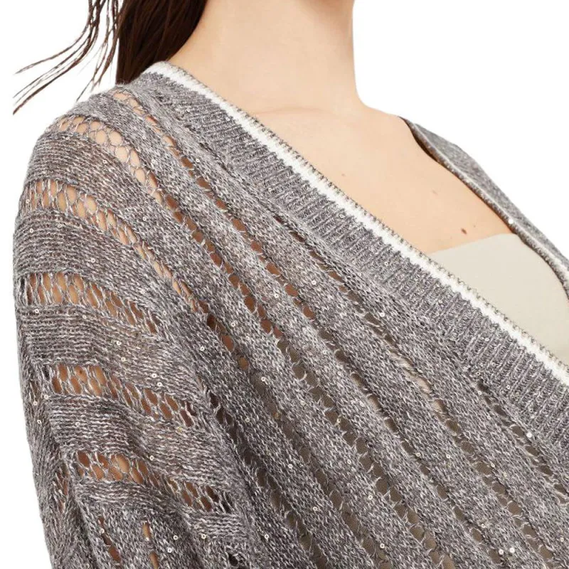 Brunello Cucinelli Dazzling Ribbed Net Cardigan-5