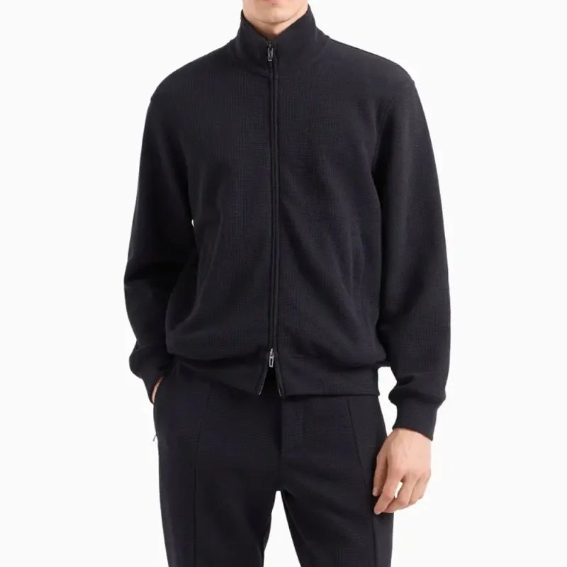 EMPORIO ARMANI Asv Travel Essentials Full zip Sweatshirt In Waffle Jersey-1