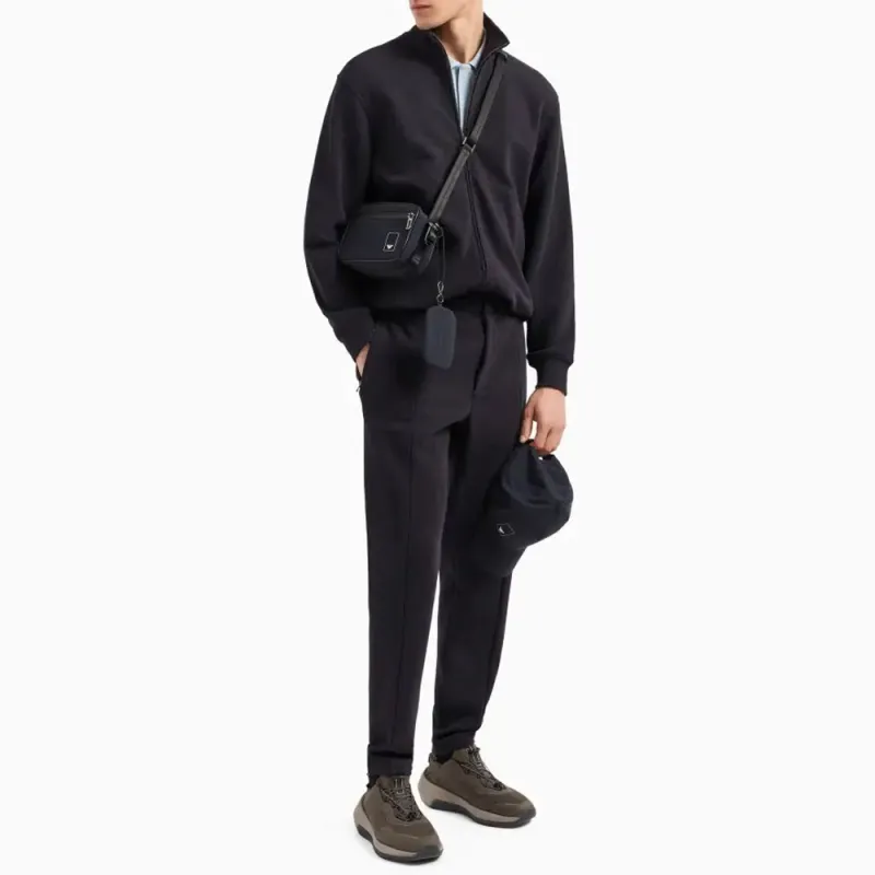 EMPORIO ARMANI Asv Travel Essentials Full zip Sweatshirt In Waffle Jersey-4
