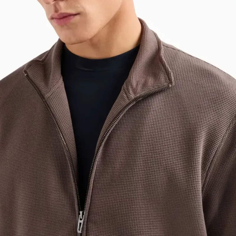 EMPORIO ARMANI Asv Travel Essentials Full zip Sweatshirt In Waffle Jersey-4