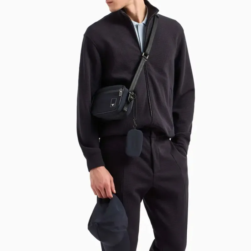 EMPORIO ARMANI Asv Travel Essentials Full zip Sweatshirt In Waffle Jersey-3