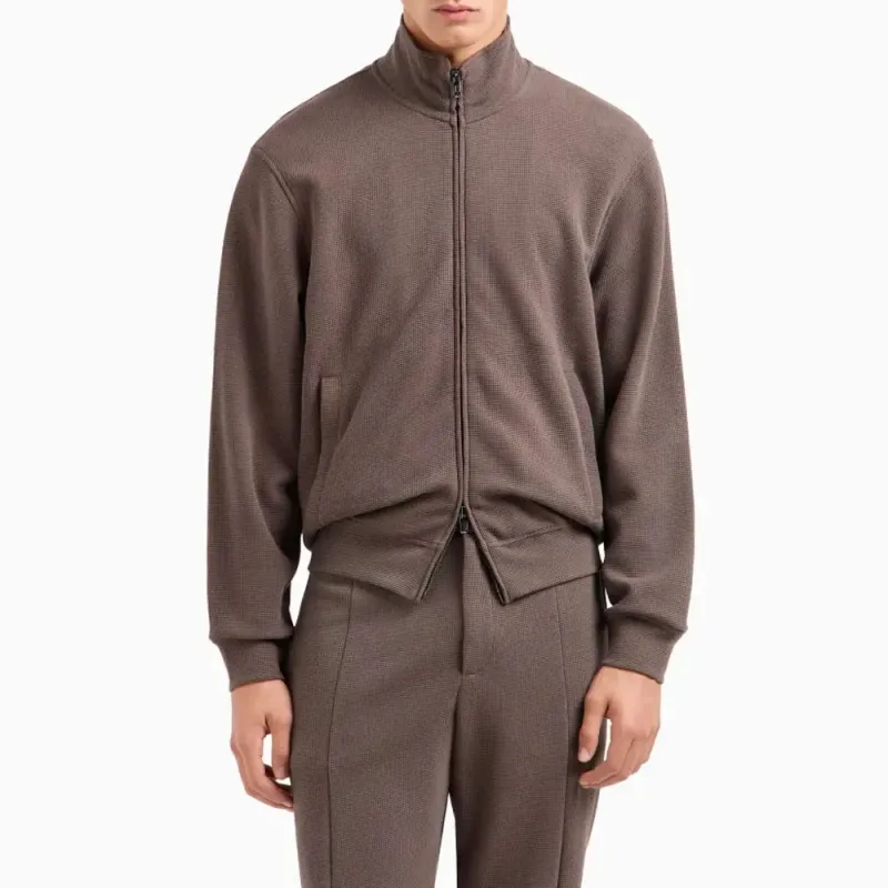 EMPORIO ARMANI Asv Travel Essentials Full zip Sweatshirt In Waffle Jersey-1