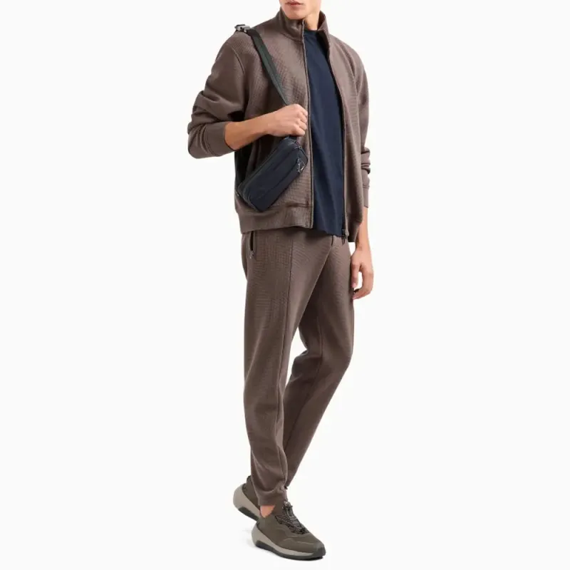 EMPORIO ARMANI Asv Travel Essentials Full zip Sweatshirt In Waffle Jersey-3