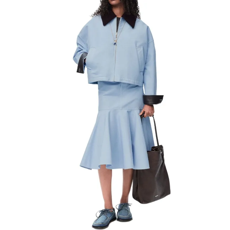 LOEWE Flared Hem Midi Skirt 'Light Blue'-1