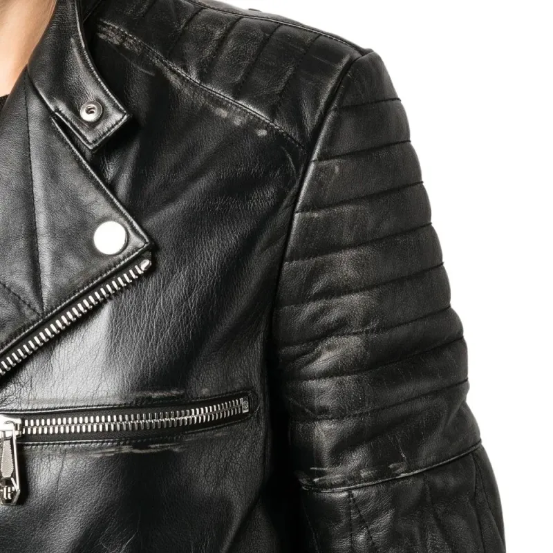PHILIPP PLEIN Logo plaque Leather Biker Jacket-4