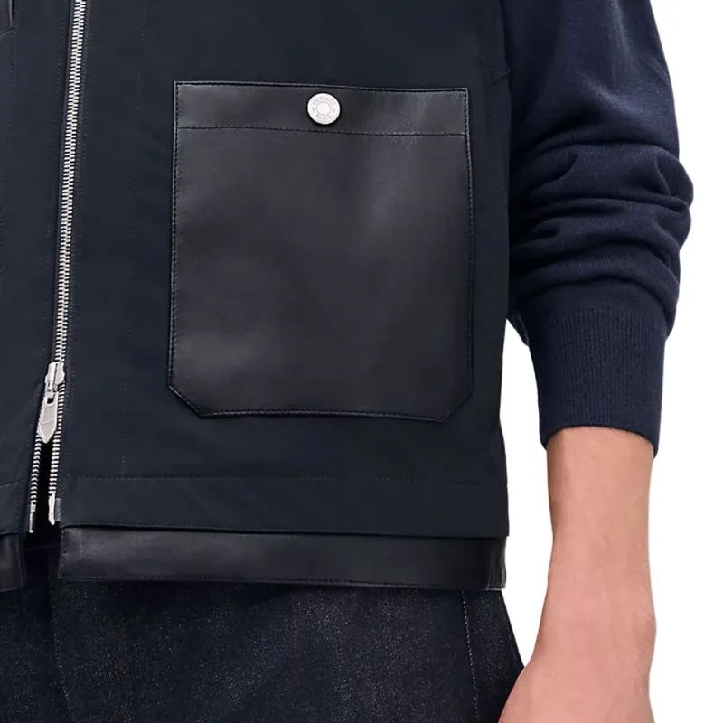 HERMES Leather Jacket Men's Black-5