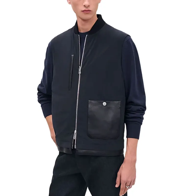 HERMES Leather Jacket Men's Black-3