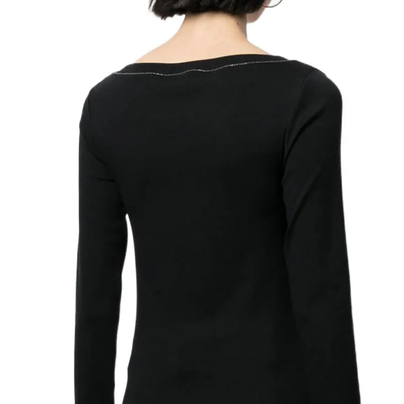 Brunello Cucinelli V Neck Bead Embellished Top-4