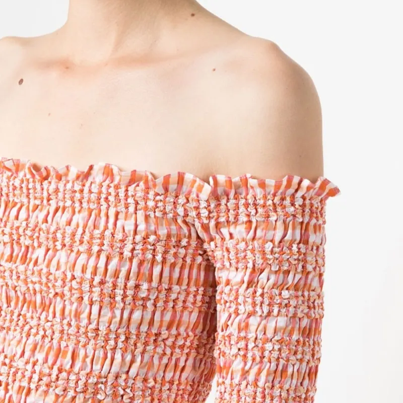 KENZO Off shoulder Gingham Top-4