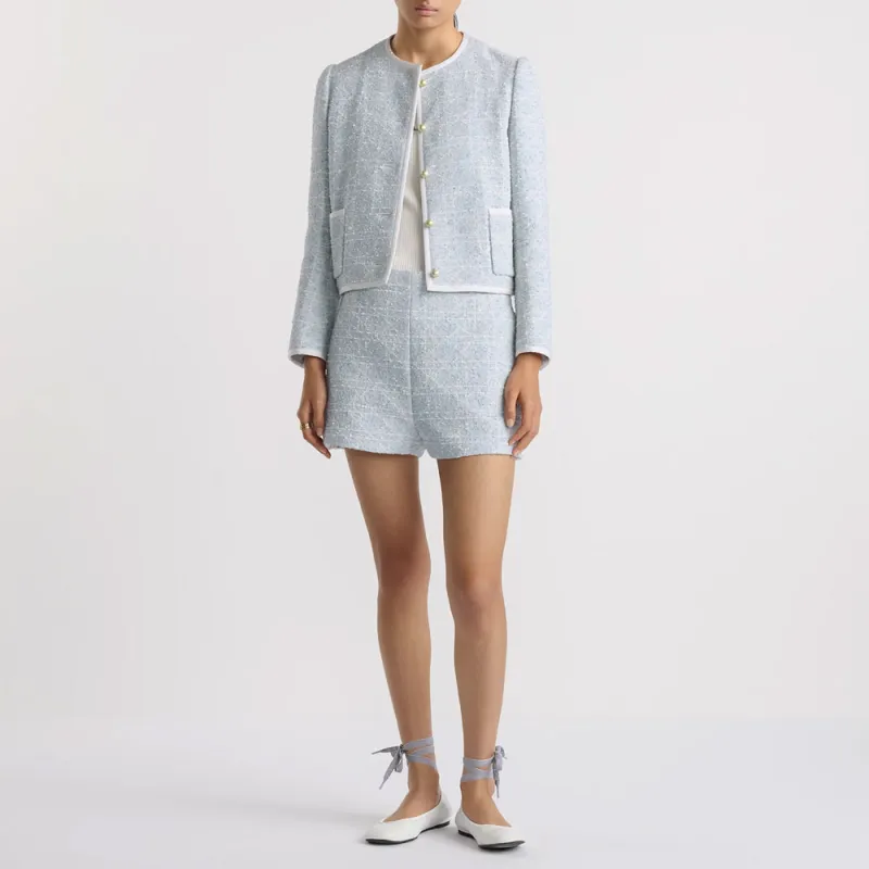 DIOR SS25 Spring Summer Ready to Wear Collection Cropped Coat Women's Sky Blue-2