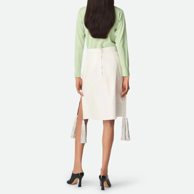 Bottega Veneta SS25 Leather Short Skirts Women's White-2