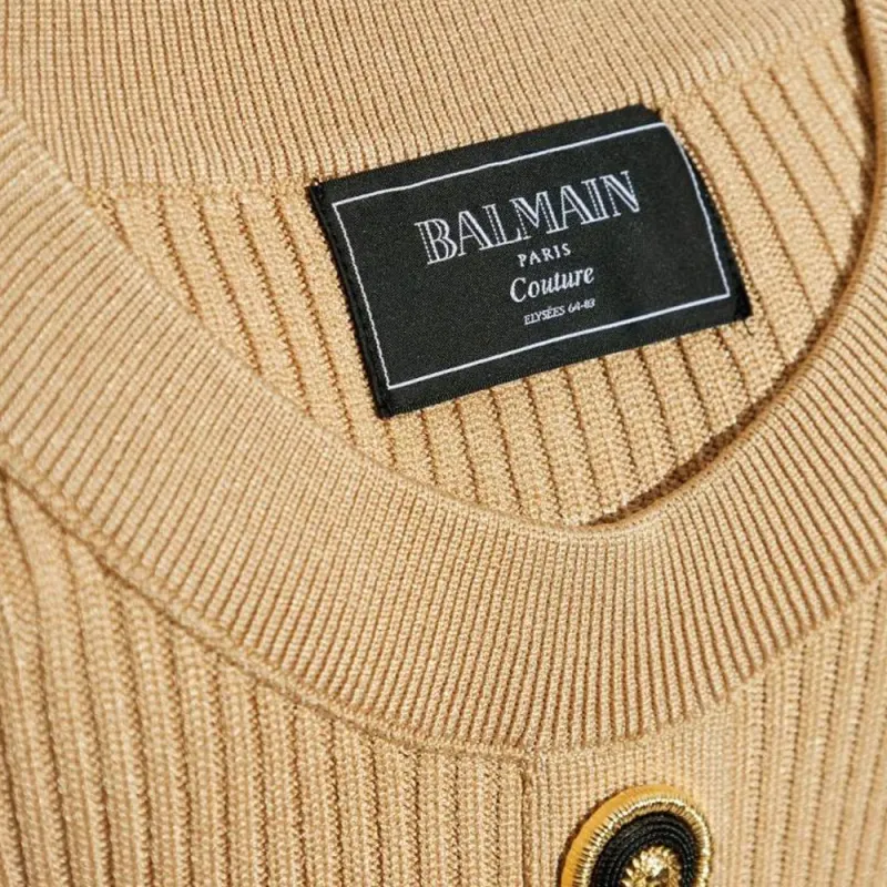 BALMAIN Halterneck Ribbed Knit Mini Dress-4