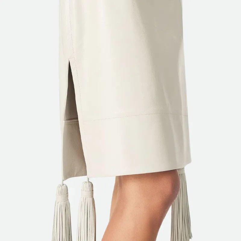 Bottega Veneta SS25 Leather Short Skirts Women's White-4