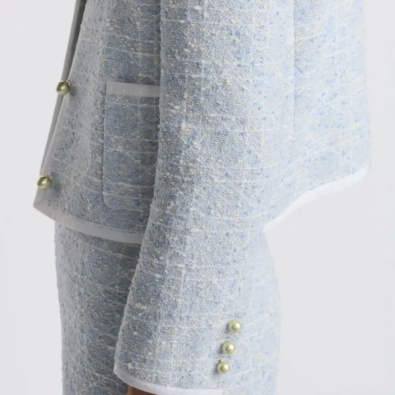 DIOR SS25 Spring Summer Ready to Wear Collection Cropped Coat Women's Sky Blue-4