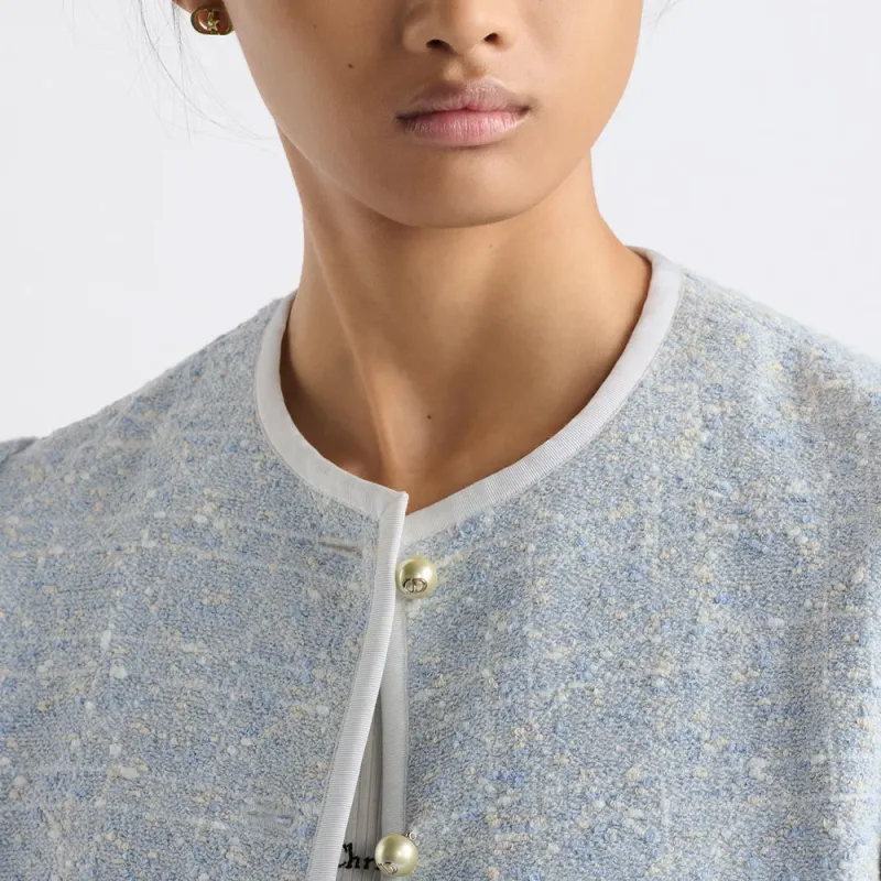 DIOR SS25 Spring Summer Ready to Wear Collection Cropped Coat Women's Sky Blue-3
