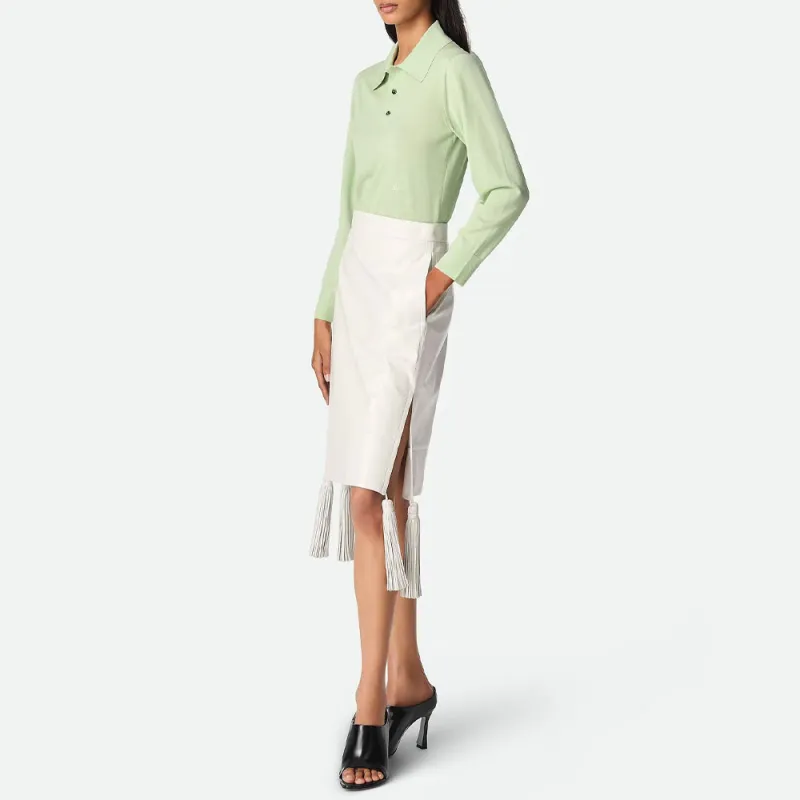 Bottega Veneta SS25 Leather Short Skirts Women's White-3