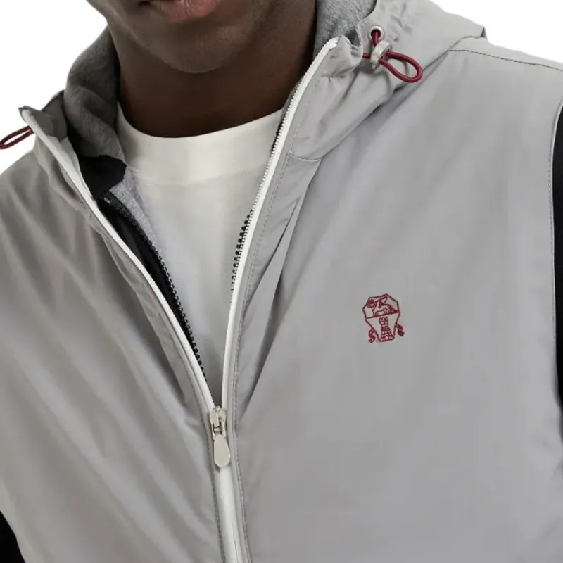 Brunello Cucinelli Logo Embroidered Zip Up Gilet-5