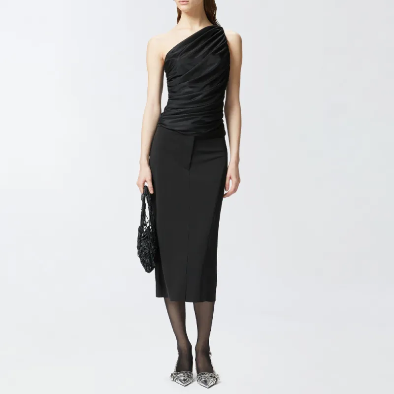 PINKO One Shoulder Tulle Top-2